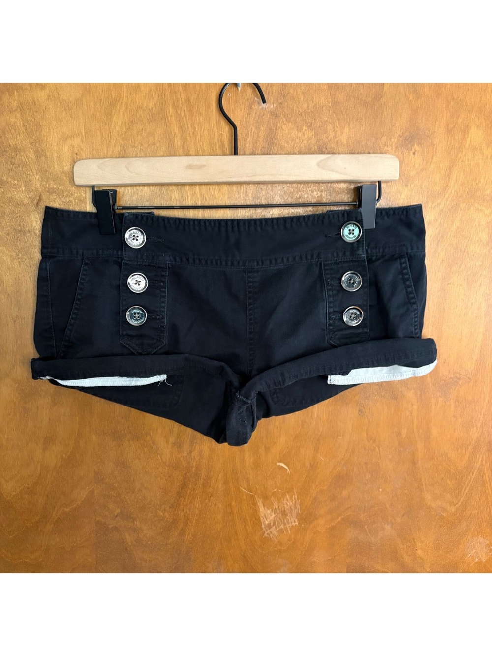 Vintaged Express Black Low Rise Sailor Micro Mini Shorts Mcbling Y2K Rockabilly